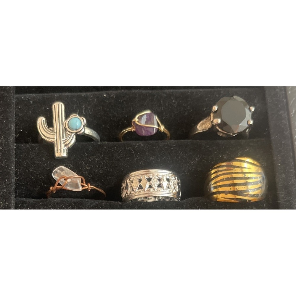 Lot of 15 Costume Rings Beads Stones Gold Silver Tone #10 - Picture 2 of 4